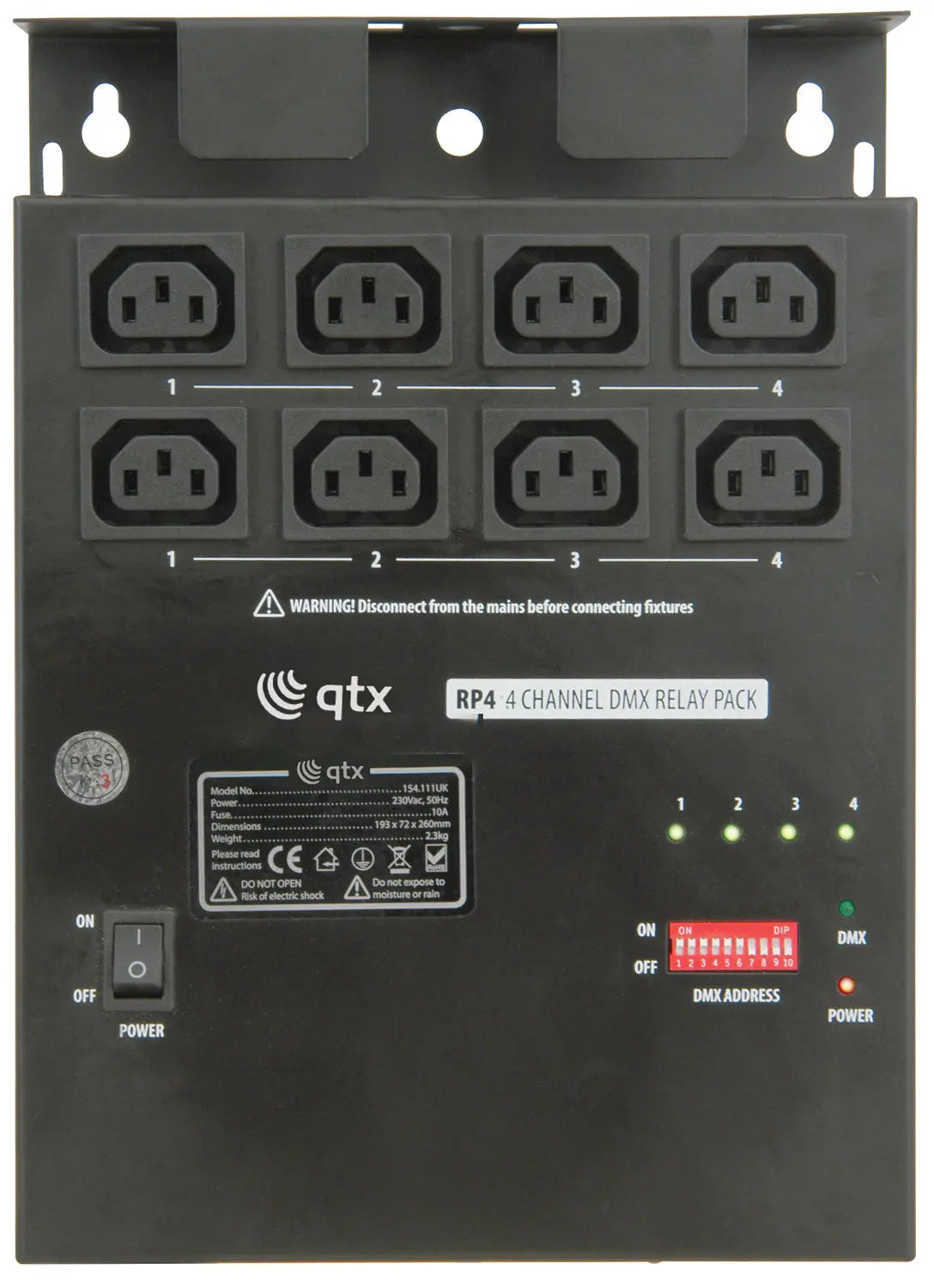 QTX RP4 4 Channel DMX Relay pack