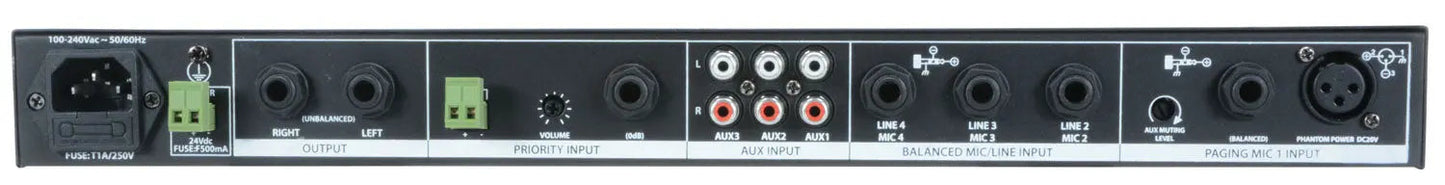 Adastra ML432 4mic+3aux rack mixer 1U