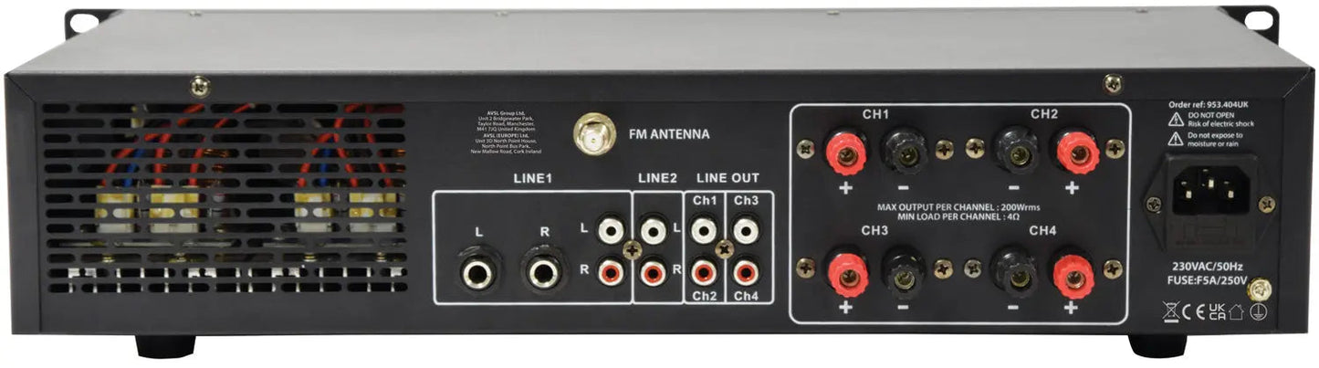 Adastra A4 Dual Stereo Amplifier 4 x 200W