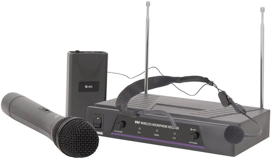 QTX VHF handheld + neckband wireless system 173.8 + 174.8MHz