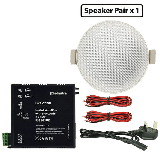 Adastra 2 x 3" Mini Ceiling Speakers & IWA215B In-wall Bluetooth Amp
