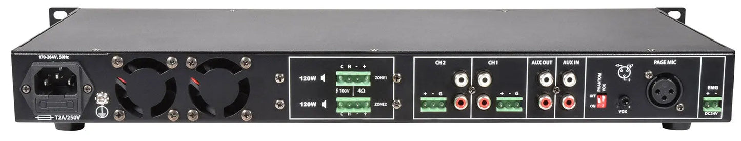 Adastra RMS1202 Amplifier 100V - 2 x 120W