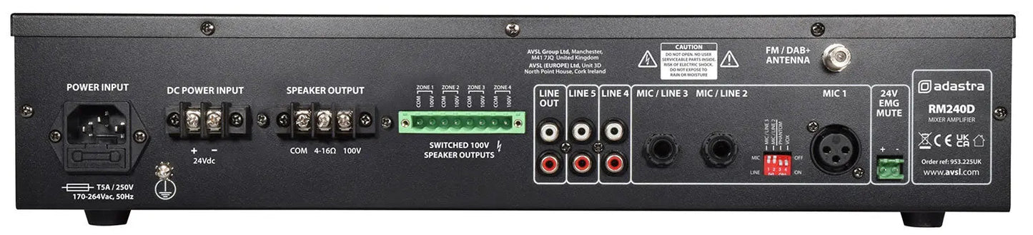 Adastra RM240D Mixer-amp 100V BT/DAB+