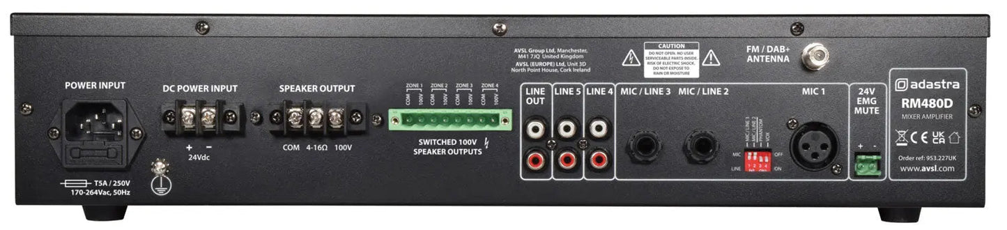 Adastra RM480D Mixer-amp 100V BT/DAB+