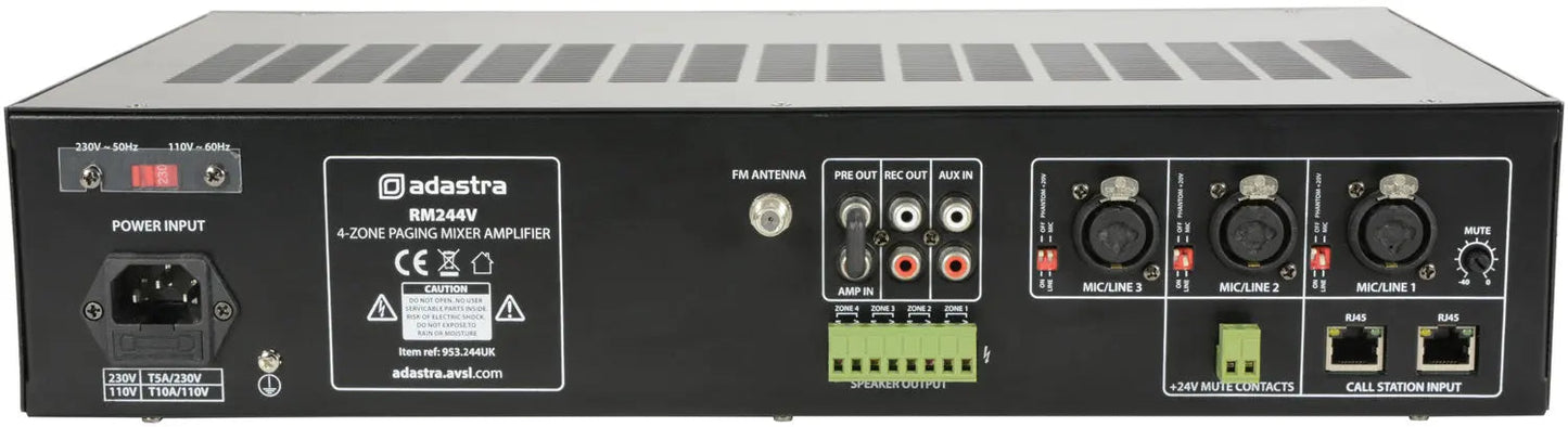 Adastra RM244V Mixer-amp with 4-zone paging
