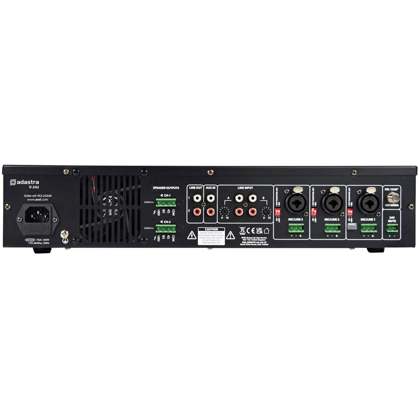Adastra V-242 Mixer-Amplifier 100V with DAB+/FM/USB/SD/BT