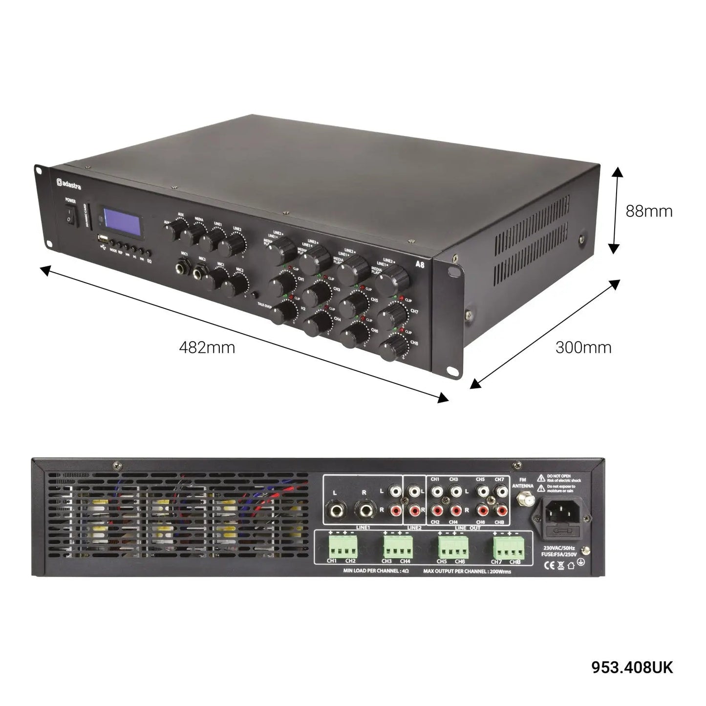 Adastra A8 Quad Stereo Amplfier 8x200W